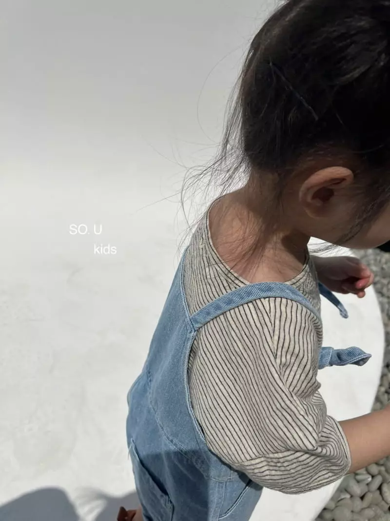 So U - Korean Children Fashion - #prettylittlegirls - Stripes Piping Pocket Tee - 7