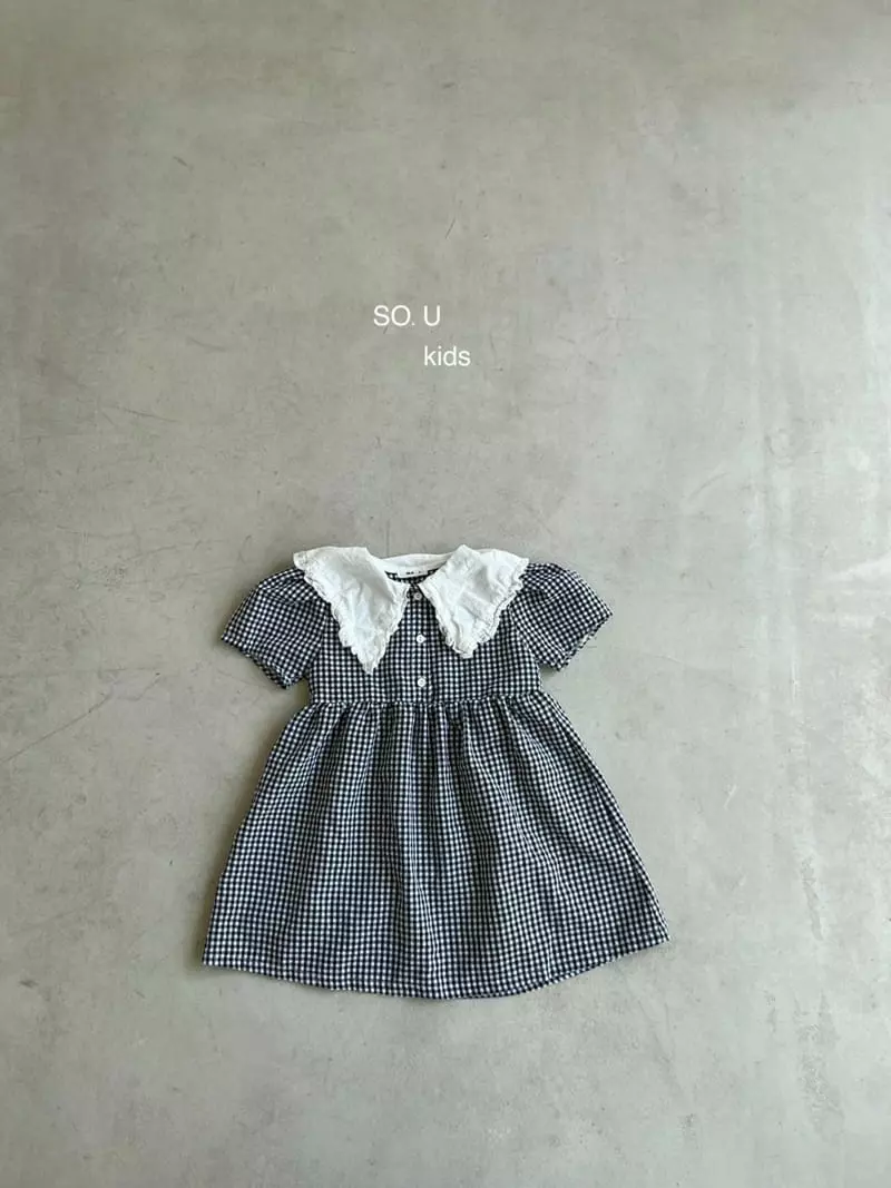 So U - Korean Children Fashion - #toddlerclothing - Sailor Check One-piece - 12