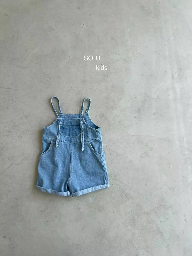 So U - Korean Children Fashion - #toddlerclothing - String Denim Dungarees Pants - 8