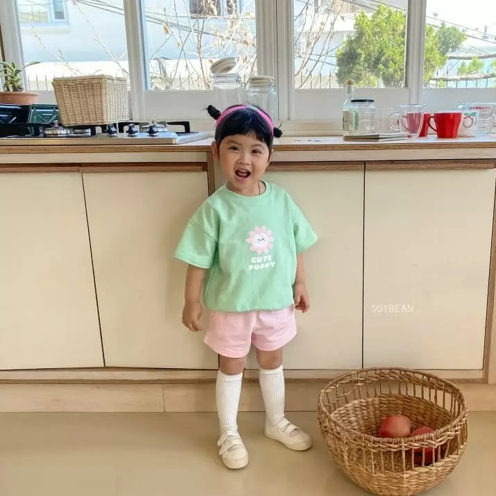 Soybean - Korean Children Fashion - #Kfashion4kids - Flower Puppy Top Bottom Set