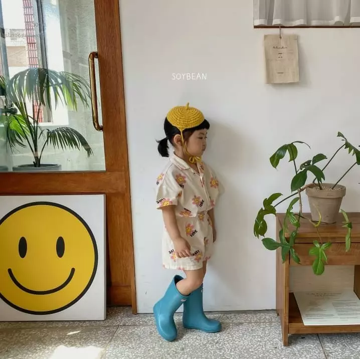 Soybean - Korean Children Fashion - #stylishchildhood - Washing Smile Top Bottom Set - 4
