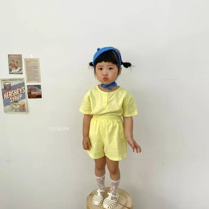 Soybean - Korean Children Fashion - #childofig - Washing Linen Top Bottom Set - 3