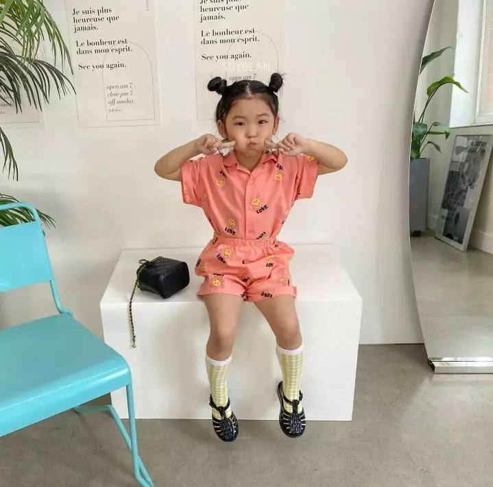 Soybean - Korean Children Fashion - #designkidswear - Washing Smile Top Bottom Set - 6