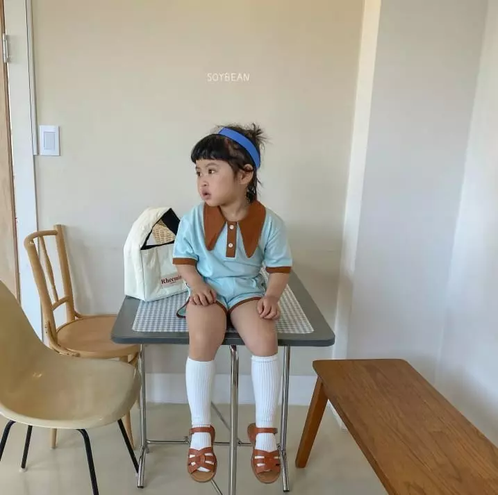 Soybean - Korean Children Fashion - #designkidswear - Ping Pong Collar Top Bottom Set - 10