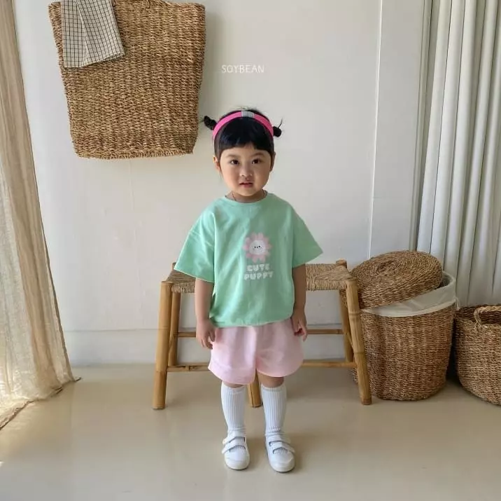 Soybean - Korean Children Fashion - #designkidswear - Flower Puppy Top Bottom Set - 9