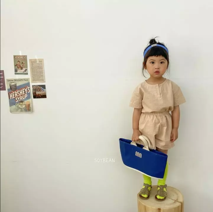 Soybean - Korean Children Fashion - #discoveringself - Washing Linen Top Bottom Set - 6