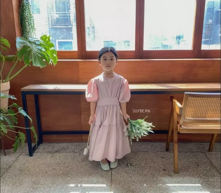 Soybean - Korean Children Fashion - #discoveringself - Cool Shirring Puff One-piece - 4