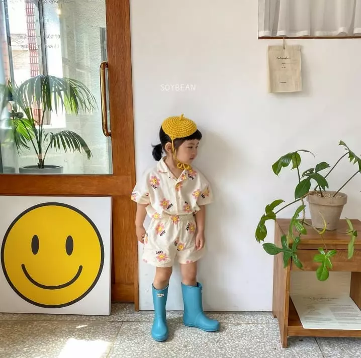Soybean - Korean Children Fashion - #kidsshorts - Washing Smile Top Bottom Set - 9