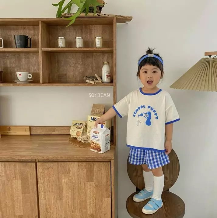 Soybean - Korean Children Fashion - #kidsshorts - School Puppy Top Bottom Set
