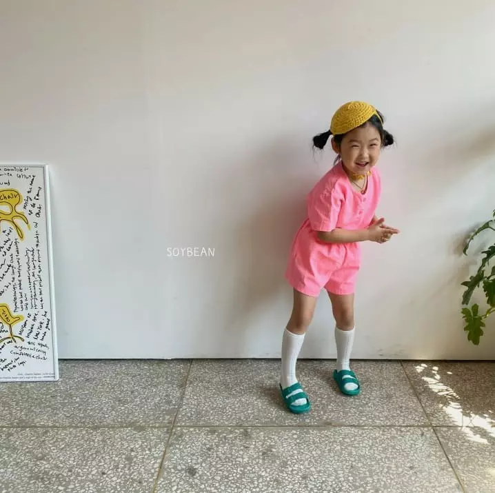 Soybean - Korean Children Fashion - #littlefashionista - Washing Linen Top Bottom Set - 12