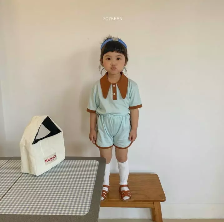 Soybean - Korean Children Fashion - #littlefashionista - Ping Pong Collar Top Bottom Set - 4