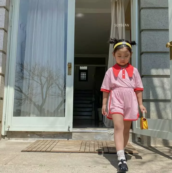 Soybean - Korean Children Fashion - #minifashionista - Ping Pong Collar Top Bottom Set - 5