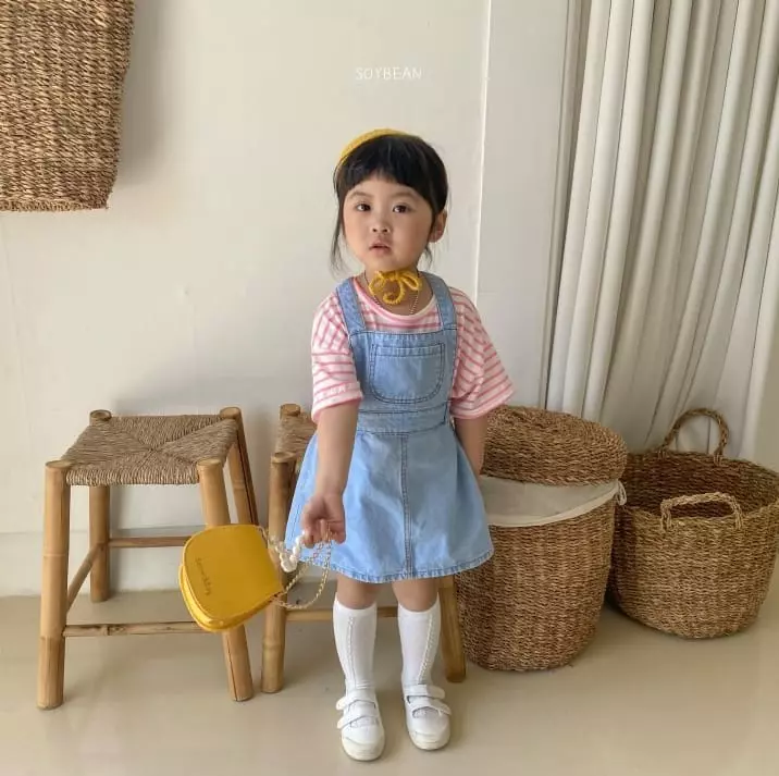 Soybean - Korean Children Fashion - #prettylittlegirls - Denim Dungarees Skirt - 9