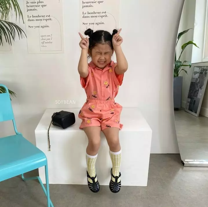 Soybean - Korean Children Fashion - #stylishchildhood - Washing Smile Top Bottom Set - 3