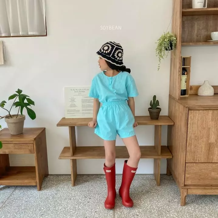 Soybean - Korean Children Fashion - #stylishchildhood - Washing Linen Top Bottom Set - 2