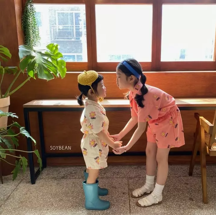 Soybean - Korean Children Fashion - #todddlerfashion - Washing Smile Top Bottom Set