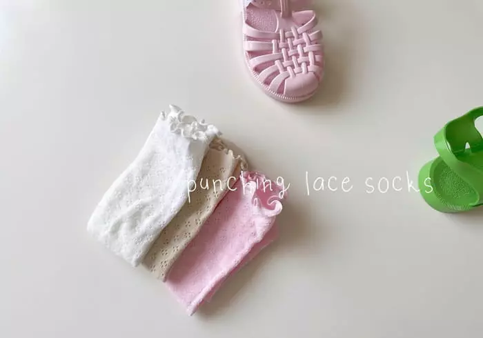 Teamand - Korean Children Fashion - #kidsstore - Punching Lace Socks - 7