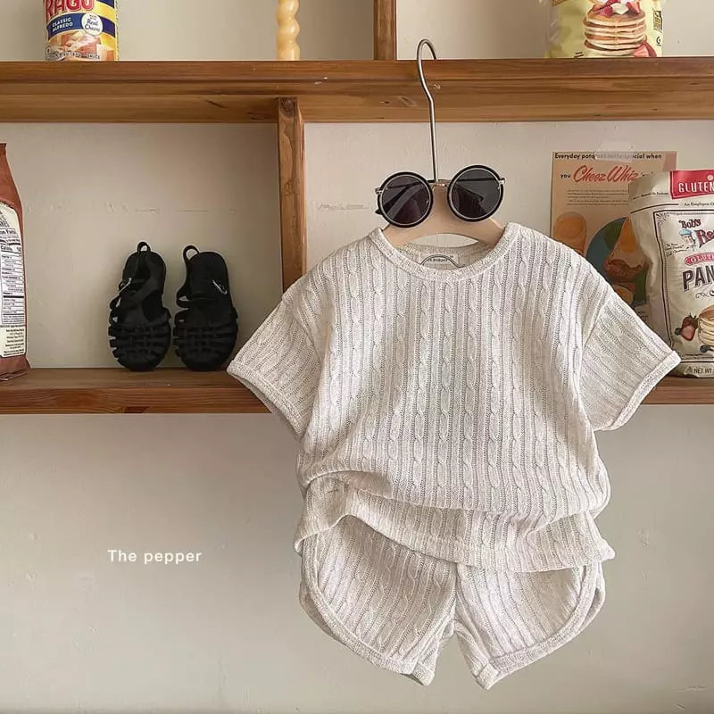 The Pepper - Korean Children Fashion - #childofig - Twist Linen Knit Top Bottom Set