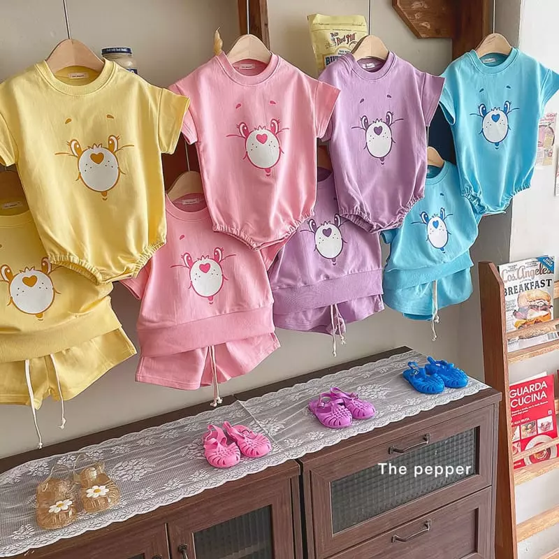The Pepper - Korean Children Fashion - #childofig - Color Bear Top Bottom Set