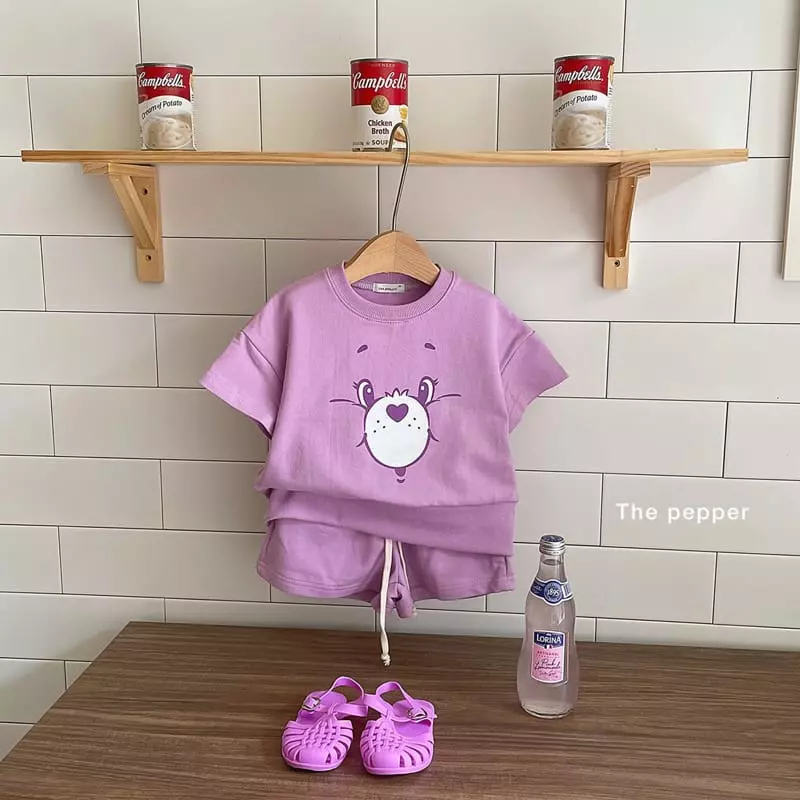 The Pepper - Korean Children Fashion - #childrensboutique - Color Bear Top Bottom Set - 2