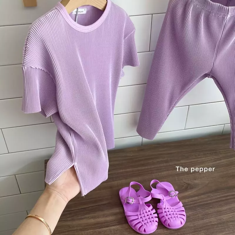 The Pepper - Korean Children Fashion - #designkidswear - Pleats Top Bottom Set