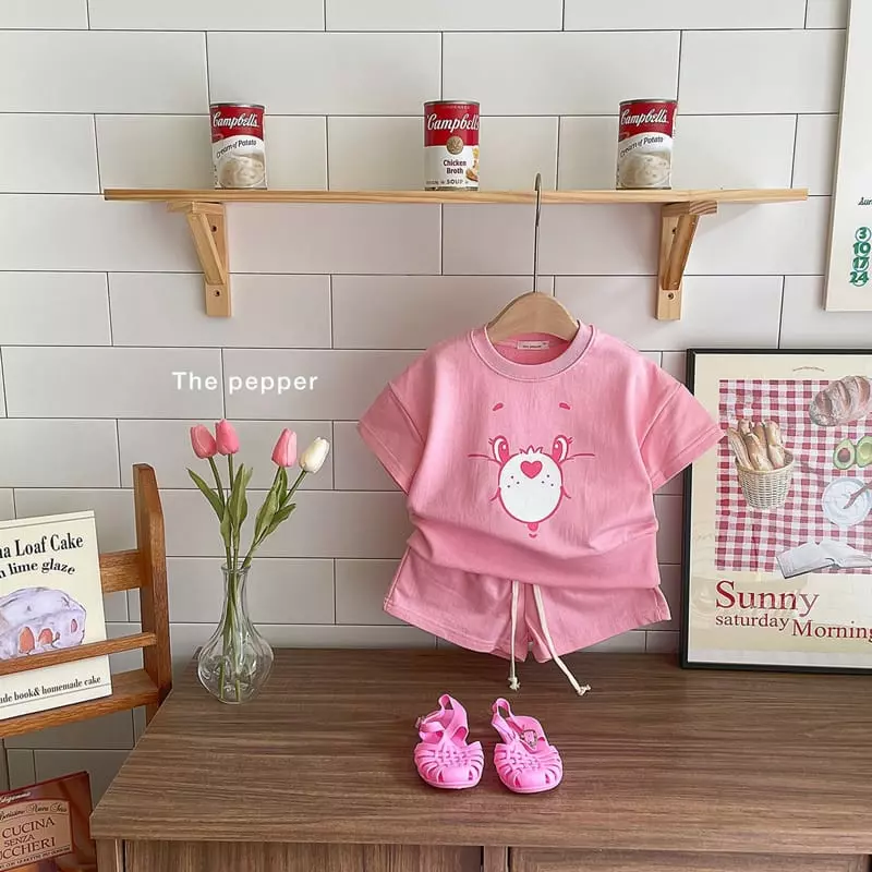 The Pepper - Korean Children Fashion - #designkidswear - Color Bear Top Bottom Set - 3