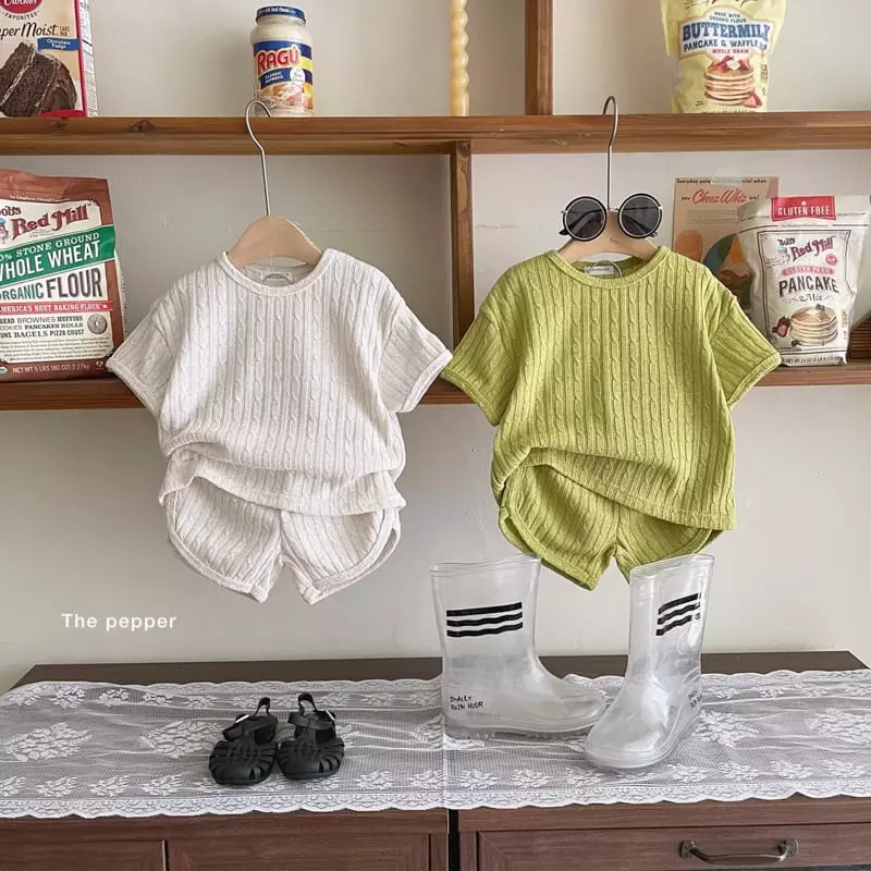 The Pepper - Korean Children Fashion - #designkidswear - Twist Linen Knit Top Bottom Set - 4