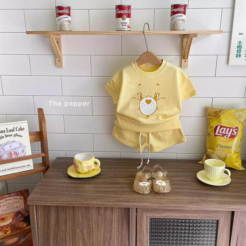 The Pepper - Korean Children Fashion - #fashionkids - Color Bear Top Bottom Set - 5