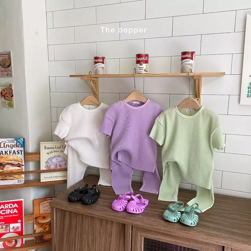 The Pepper - Korean Children Fashion - #fashionkids - Pleats Top Bottom Set - 4