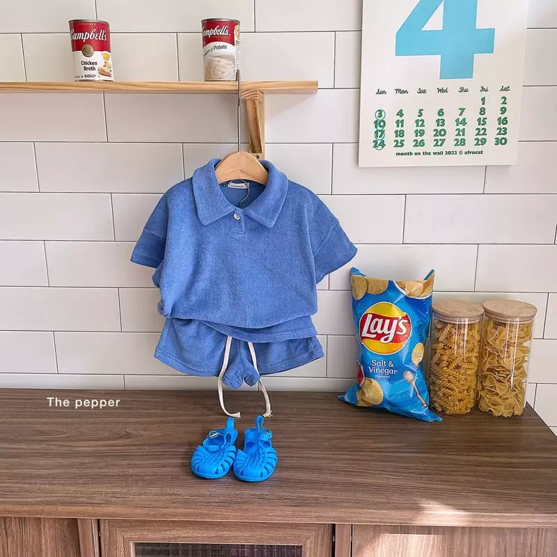 The Pepper - Korean Children Fashion - #kidsshorts - Terry Top Bottom Set - 2