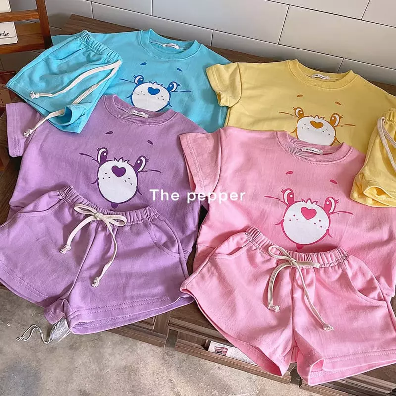 The Pepper - Korean Children Fashion - #kidsshorts - Color Bear Top Bottom Set - 6
