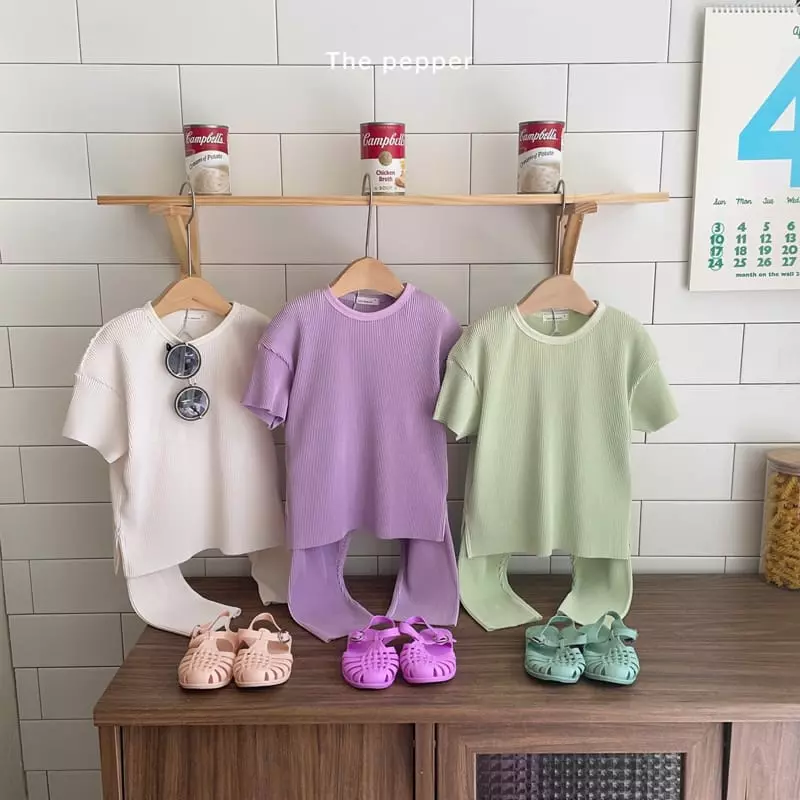The Pepper - Korean Children Fashion - #kidsstore - Pleats Top Bottom Set - 5