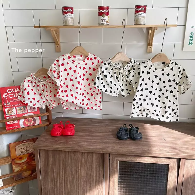 The Pepper - Korean Children Fashion - #magicofchildhood - Heart Top Bottom Set - 2