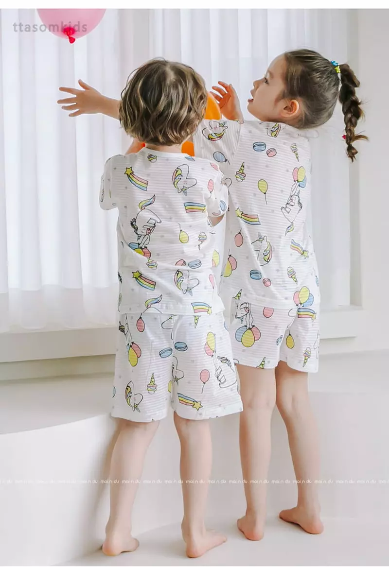 Ttasom - Korean Children Fashion - #kidsshorts - Balloon Unicorn Jacquard Easywear - 6