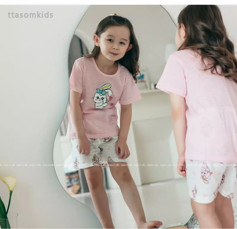 Ttasom - Korean Children Fashion - #littlefashionista - Heart Rabbit Jacquard Easywear  - 2