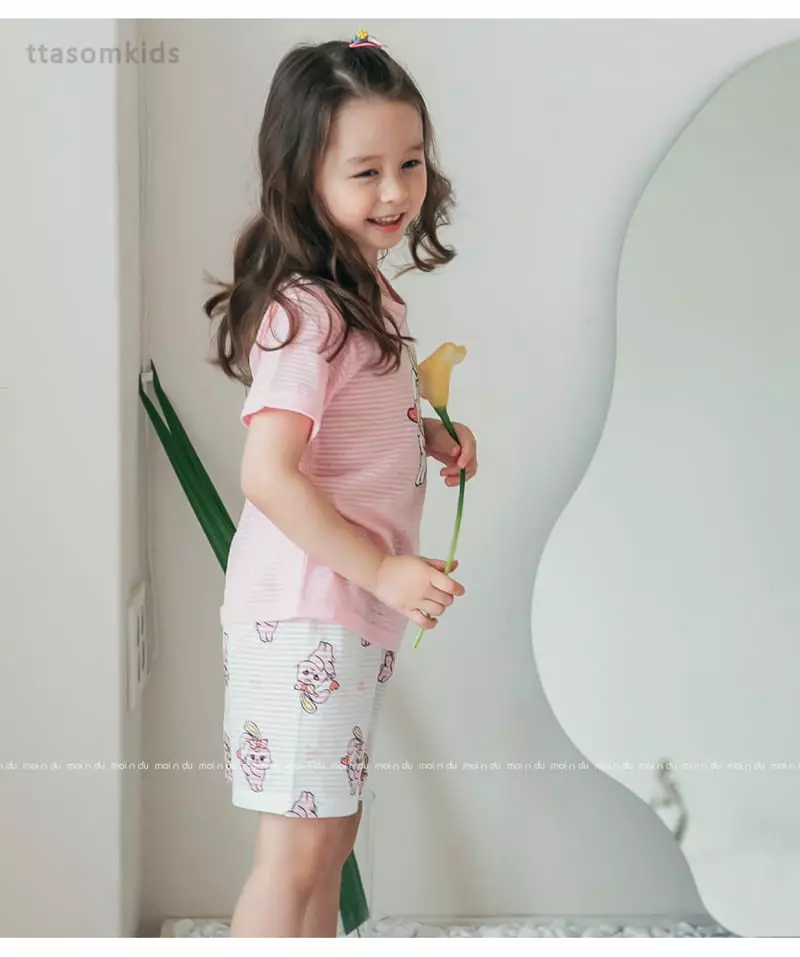 Ttasom - Korean Children Fashion - #prettylittlegirls - Heart Rabbit Jacquard Easywear  - 5