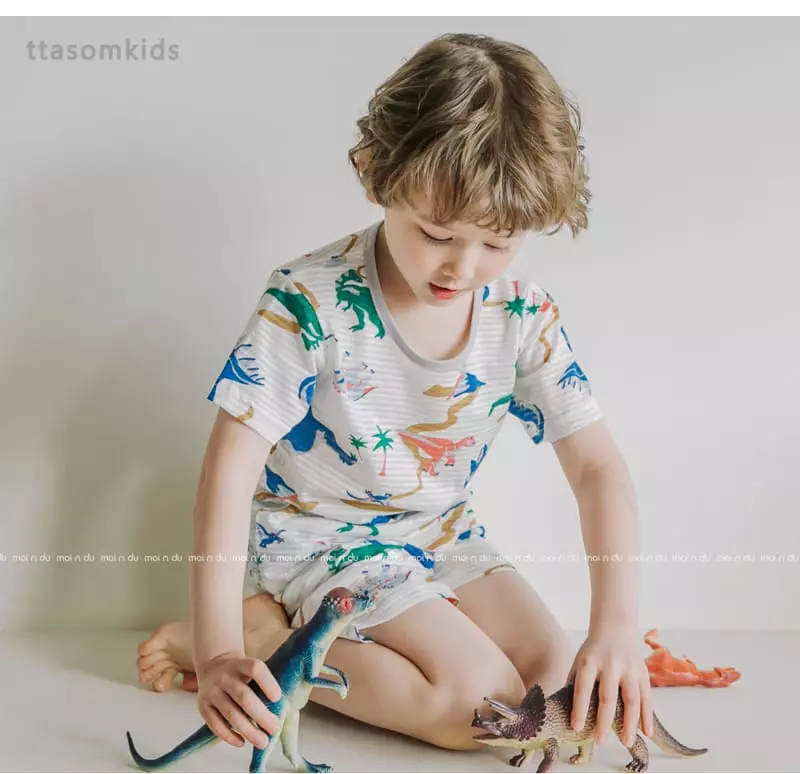 Ttasom - Korean Children Fashion - #prettylittlegirls - Dino Jacquard Easywear - 2
