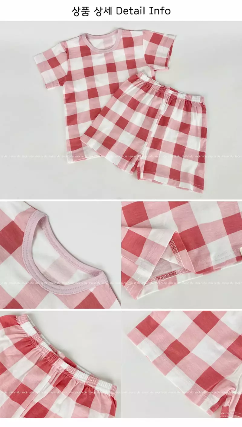 Ttasom - Korean Children Fashion - #todddlerfashion - Big Check Pink Modal Easywear - 9