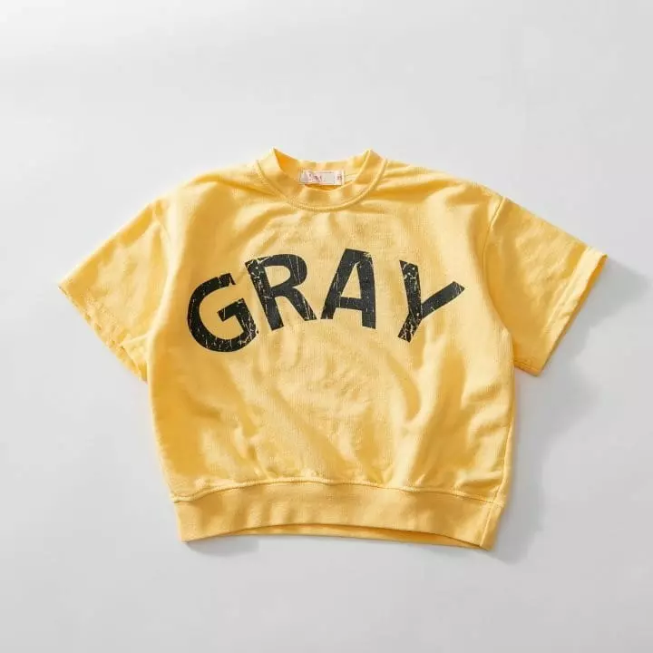 U & I - Korean Children Fashion - #childofig - Grau Crak Short Sleeves Sweatshirt - 2
