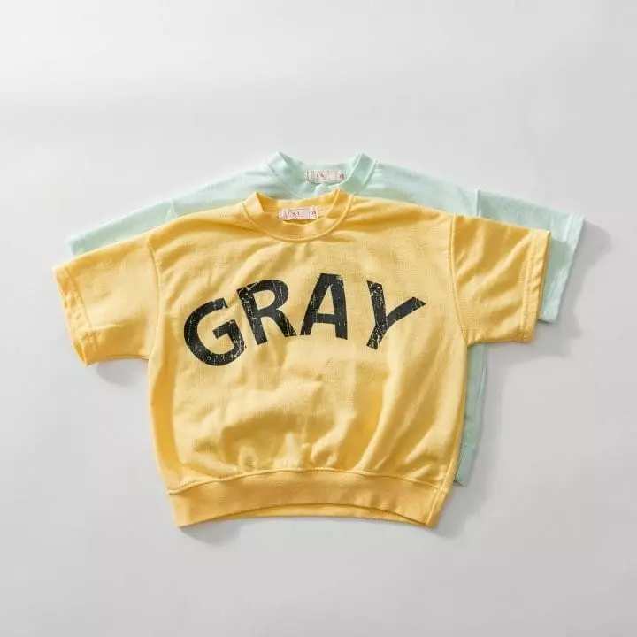 U & I - Korean Children Fashion - #childrensboutique - Grau Crak Short Sleeves Sweatshirt - 3