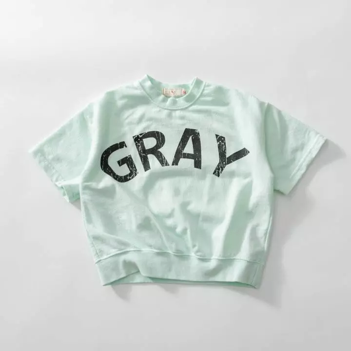 U & I - Korean Children Fashion - #stylishchildhood - Grau Crak Short Sleeves Sweatshirt