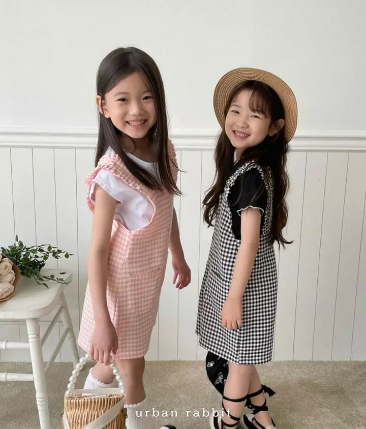 Urban Rabbit - Korean Children Fashion - #kidsstore - Frill Check Jumpsuit