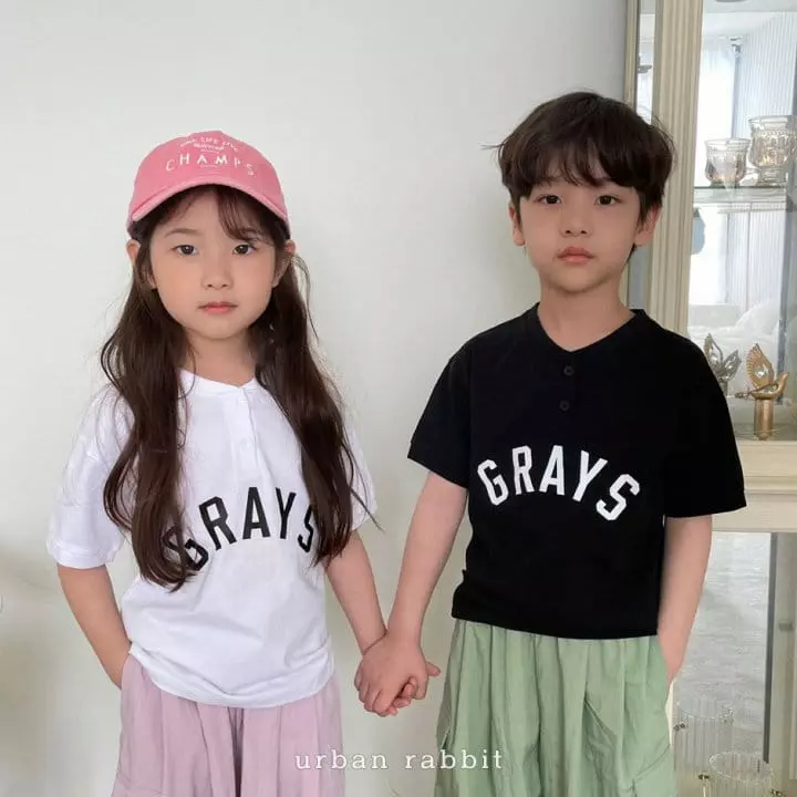 Urban Rabbit - Korean Children Fashion - #kidsshorts - Danjak Gray Tee - 4