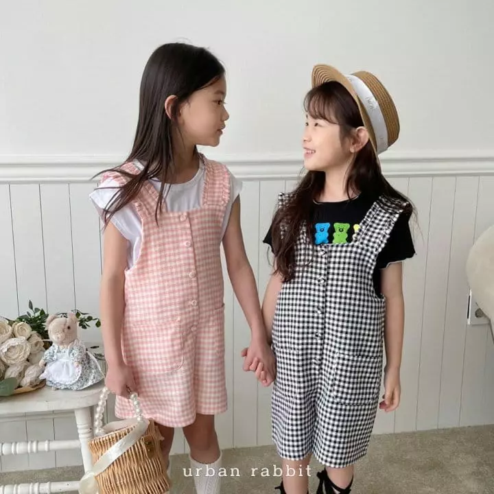 Urban Rabbit - Korean Children Fashion - #kidzfashiontrend - Frill Check Jumpsuit - 2