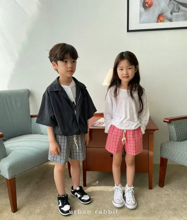 Urban Rabbit - Korean Children Fashion - #littlefashionista - Leather String Check Pants - 2