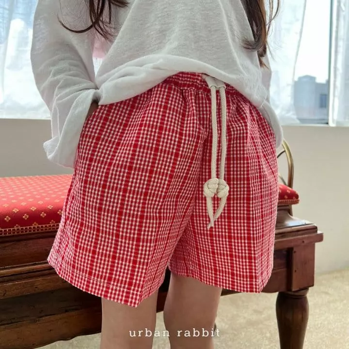 Urban Rabbit - Korean Children Fashion - #todddlerfashion - Leather String Check Pants - 6