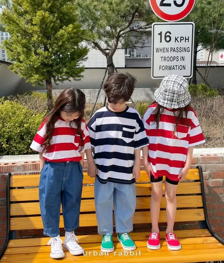 Urban Rabbit - Korean Children Fashion - #toddlerclothing - Box Stripes Tee