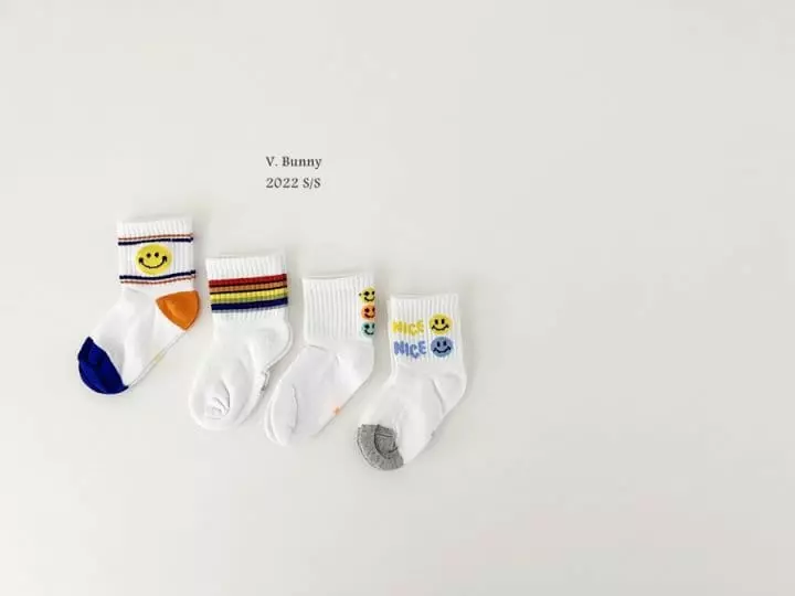 V Bunny - Korean Children Fashion - #childofig - Smiley Socks Set - 8