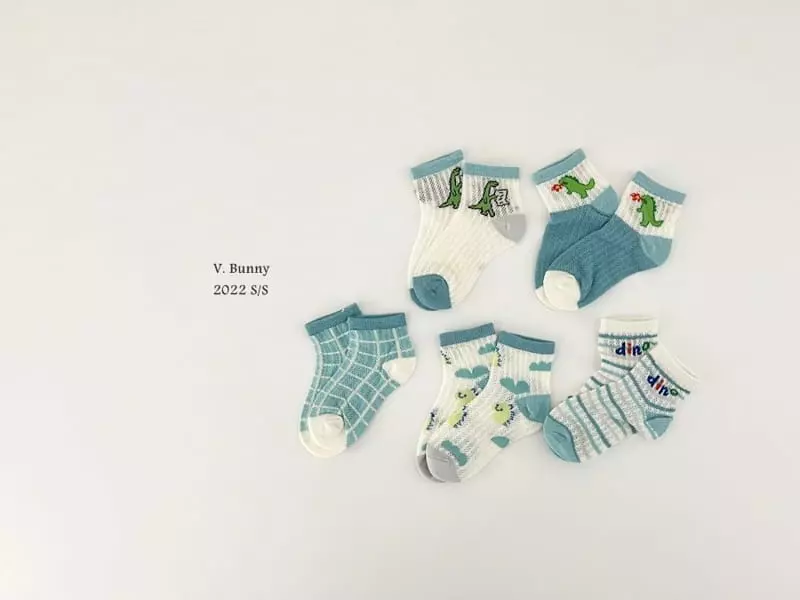 V Bunny - Korean Children Fashion - #childofig - Dino Socks Set  - 9