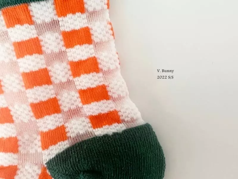V Bunny - Korean Children Fashion - #childofig - Check Net Socks Set - 3
